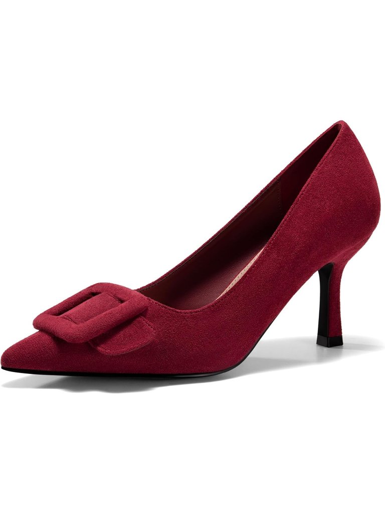 Women's Red Closed Pointed Toe Pumps Stiletto High Heels Wedding Party Shoes